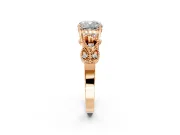 Leaf Engagement Ring Setting for Cushion Cut Center with Milgrain Accent Band and Prong Head in Rose Gold