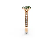 Milgrain Pave Engagement Ring Setting for Fancy Green Oval Center with Accent Band and Prong Head in Rose Gold