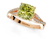 Solitaire Engagement Ring Setting for Fancy Yellow Cushion Cut Center with Twisted Pave Split Shank and Prong Head in Rose Gold