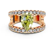 Solitaire Engagement Ring Setting for Fancy Yellow Pear-Shaped Center with Wide-Open Split Shank and Prong Head in Rose Gold