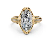 Solitaire Engagement Ring Setting for Marquise Center with Accented Split Shank and Prong Head in Yellow Gold