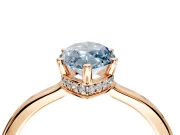 Hidden Halo Engagement Ring Setting for Fancy Blue Marquise Center with Wide Flat Plain Band and Prong Head in Rose Gold