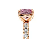 Solitaire Engagement Ring Setting for Fancy Pink Cushion Cut Center with Shared-Prong Accents and Prong Head in Rose Gold