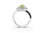 Floral Halo Engagement Ring Setting for Fancy Yellow Oval Center with Pave Accents and Prong Head in Sterling Silver