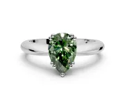 Solitaire Engagement Ring Setting for Fancy Green Pear-Shaped Center with Reverse Tapered Band and Prong Head in Platinum