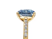Solitaire Engagement Ring Setting for Fancy Blue Radiant Cut Center with Channel Accents and Prong Head in Yellow Gold