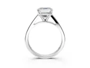 Solitaire Engagement Ring Setting for Asscher Cut Center with Tapered Split Shoulders and Prong Head in Sterling Silver