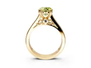 Solitaire Engagement Ring Setting for Fancy Yellow Round Cut Center with Channel Band and Double Claw Prong Head in Yellow Gold