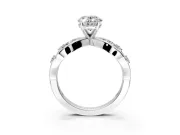Solitaire Engagement Ring Setting for Oval Center with Criss-Cross Accent Band and Prong Head in Sterling Silver