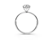 Solitaire Engagement Ring Setting for Oval Center with Straight Thin Band and Prong Head in Sterling Silver