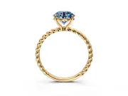 Solitaire Engagement Ring Setting for Fancy Blue Round Cut Center with Plain Twisted Rope Band and Prong Head in Yellow Gold