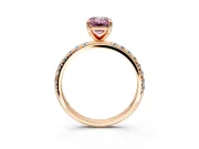 Solitaire Engagement Ring Setting for Fancy Pink Emerald Cut Center with Micro Pave Band and Prong Head in Rose Gold
