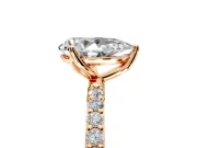 Solitaire Engagement Ring Setting for Pear-Shaped Center with Fine Pave Accents and Prong Head in Rose Gold