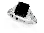 Solitaire Engagement Ring Setting for Fancy Black Radiant Cut Center with Pave Cathedral Shoulders and Prong Head in Platinum