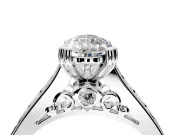 Solitaire Engagement Ring Setting for Pear-Shaped Center with Channel Band and Double Claw Prong Head in Sterling Silver