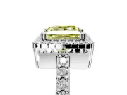 Halo Engagement Ring Setting for Fancy Yellow Princess Cut Center with Inner Milgrain Border and Prong Head in White Gold