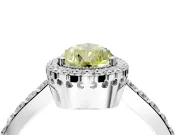 Halo Engagement Ring Setting for Fancy Yellow Pear-Shaped Center with Inner Milgrain Border and Prong Head in Platinum