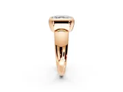 Solitaire Engagement Ring Setting for Asscher Cut Center with Wide Band and Bezel Head in Rose Gold