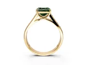 Solitaire Engagement Ring Setting for Fancy Green Asscher Cut Center with Round Cut Channel Band and Prong Head in Yellow Gold
