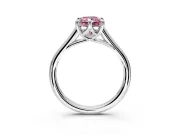 Solitaire Engagement Ring Setting for Fancy Pink Radiant Cut Center with Cathedral Band and Prong Head in Platinum