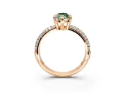 Solitaire Engagement Ring Setting for Fancy Green Marquise Center with Multi-Row Pave Accents and Basket Head in Rose Gold