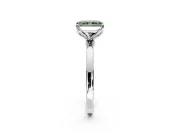 Solitaire Engagement Ring Setting for Fancy Green Radiant Cut Center with Thin Rounded Plain Band and Prong Head in Platinum