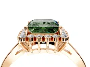 Starburst Halo Engagement Ring Setting for Fancy Green Princess Cut Center with Flat Cathedral Band and Prong Head in Rose Gold