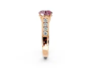 Solitaire Engagement Ring Setting for Fancy Pink Round Cut Center with Cathedral Channel Band and Prong Head in Rose Gold