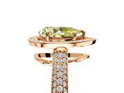 Milgrain Halo Engagement Ring Setting for Fancy Yellow Pear-Shaped Center with Three-Sided Pave Band and Prong Head in Rose Gold