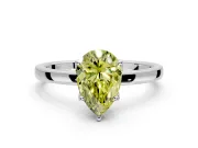 Solitaire Engagement Ring Setting for Fancy Yellow Pear-Shaped Center with Thin Rounded Plain Band and Prong Head in Sterling Silver