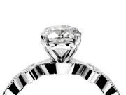 Solitaire Engagement Ring Setting for Oval Center with Milgrain Bezel Accents and Prong Head in Platinum