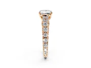 Solitaire Engagement Ring Setting for Princess Cut Center with Pave Cathedral Shoulders and Prong Head in Rose Gold