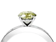 Solitaire Engagement Ring Setting for Fancy Yellow Oval Center with Channel Baguette Band and Prong Head in Sterling Silver