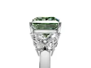 Solitaire Engagement Ring Setting for Fancy Green Princess Cut Center with Marquise Flower Shoulders and Prong Head in White Gold