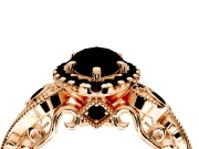 Milgrain Halo Engagement Ring Setting for Fancy Blue Marquise Center with Shoulder Bezels and Prong Head in Rose Gold