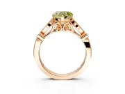 Solitaire Engagement Ring Setting for Fancy Yellow Heart-Shaped Center with Marquise and Bezel Accents and Prong Head in Rose Gold