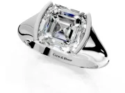 Tension Engagement Ring Setting for Asscher Cut Center with Wide Tapered Band and Tension Head in Platinum