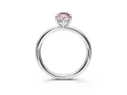 Hidden Halo Engagement Ring Setting for Fancy Pink Marquise Center with Thin Rounded Band and Prong Head in Sterling Silver