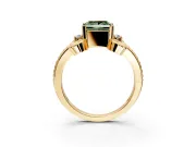 Solitaire Engagement Ring Setting for Fancy Green Princess Cut Center with Twisted Band and Scroll Prong Head in Yellow Gold