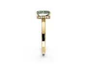 Hidden Halo Engagement Ring Setting for Fancy Green Radiant Cut Center with Wide Flat Plain Band and Prong Head in Yellow Gold