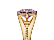 Solitaire Engagement Ring Setting for Fancy Pink Radiant Cut Center with Milgrain Cathedral Band and Prong Head in Yellow Gold