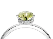 Hidden Halo Engagement Ring Setting for Fancy Yellow Pear-Shaped Center with Plain Band and Tall Prong Head in Platinum