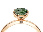 Solitaire Engagement Ring Setting for Fancy Green Cushion Cut Center with Thin Rounded Plain Band and Prong Head in Rose Gold