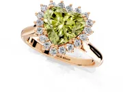 Starburst Halo Engagement Ring Setting for Fancy Yellow Heart-Shaped Center with Thin Round-Wire Band and Prong Head in Rose Gold