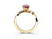 Solitaire Engagement Ring Setting for Fancy Pink Radiant Cut Center with Marquise Accent Twist Band and Prong Head in Yellow Gold