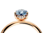 Hidden Halo Engagement Ring Setting for Fancy Blue Pear-Shaped Center with Thin Round-Wire Band and Prong Head in Rose Gold