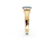Solitaire Engagement Ring Setting for Fancy Blue Radiant Cut Center with Wide Band, Pave Collar and Prong Head in Yellow Gold