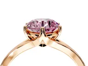 Solitaire Engagement Ring Setting for Fancy Pink Round Cut Center with Plain Split Shank and Prong Head in Rose Gold
