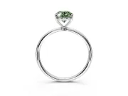 Solitaire Engagement Ring Setting for Fancy Green Oval Center with Straight Thin Band and Prong Head in White Gold