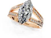Split Shank Engagement Ring Setting for Marquise Center with Pave Split Shank and Prong Head in Rose Gold